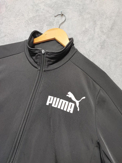 Vintage Puma Plain Black Contrast Piping Track Jacket Men Size Large