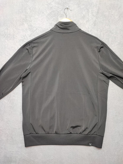 Vintage Puma Plain Black Contrast Piping Track Jacket Men Size Large