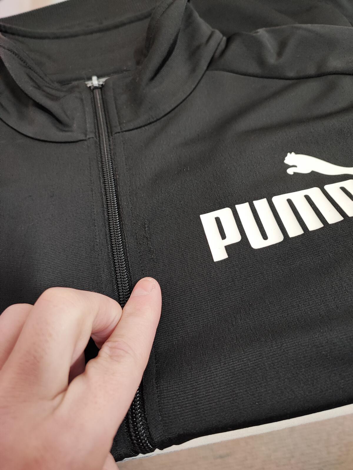 Vintage Puma Plain Black Contrast Piping Track Jacket Men Size Large
