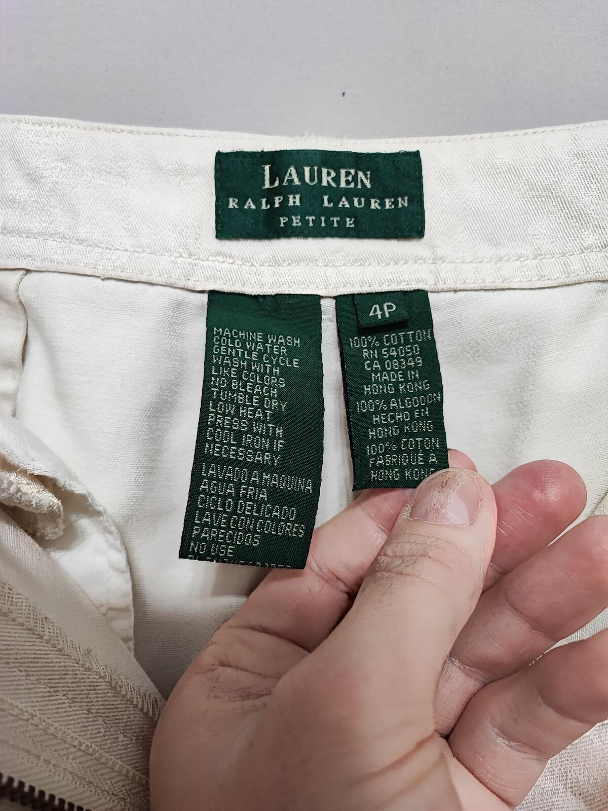 Vintage Lauren Ralph Lauren Beige Chino Trousers Petite Old Money Tailored W26