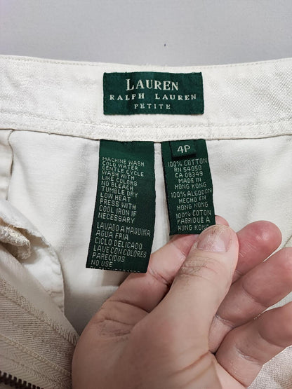 Vintage Lauren Ralph Lauren Beige Chino Trousers Petite Old Money Tailored W26