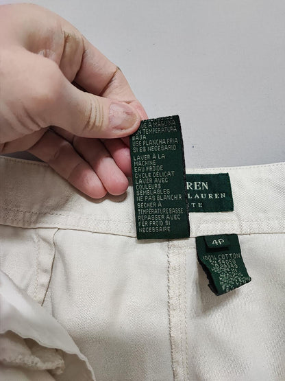 Vintage Lauren Ralph Lauren Beige Chino Trousers Petite Old Money Tailored W26