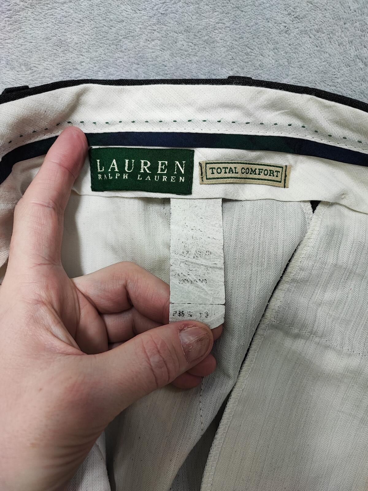 Vintage Ralph Lauren Grey Suit Trousers Total Comfort Tailored Fit Men's W34 L30