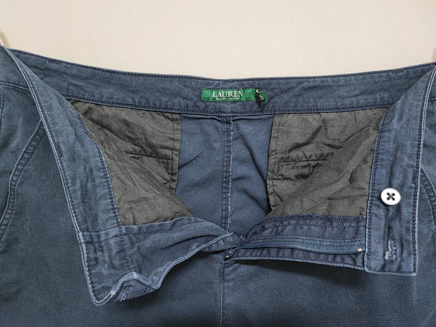 Vintage Lauren Ralph Lauren Navy Blue Chino Trousers Stretch Old Money Fits W36