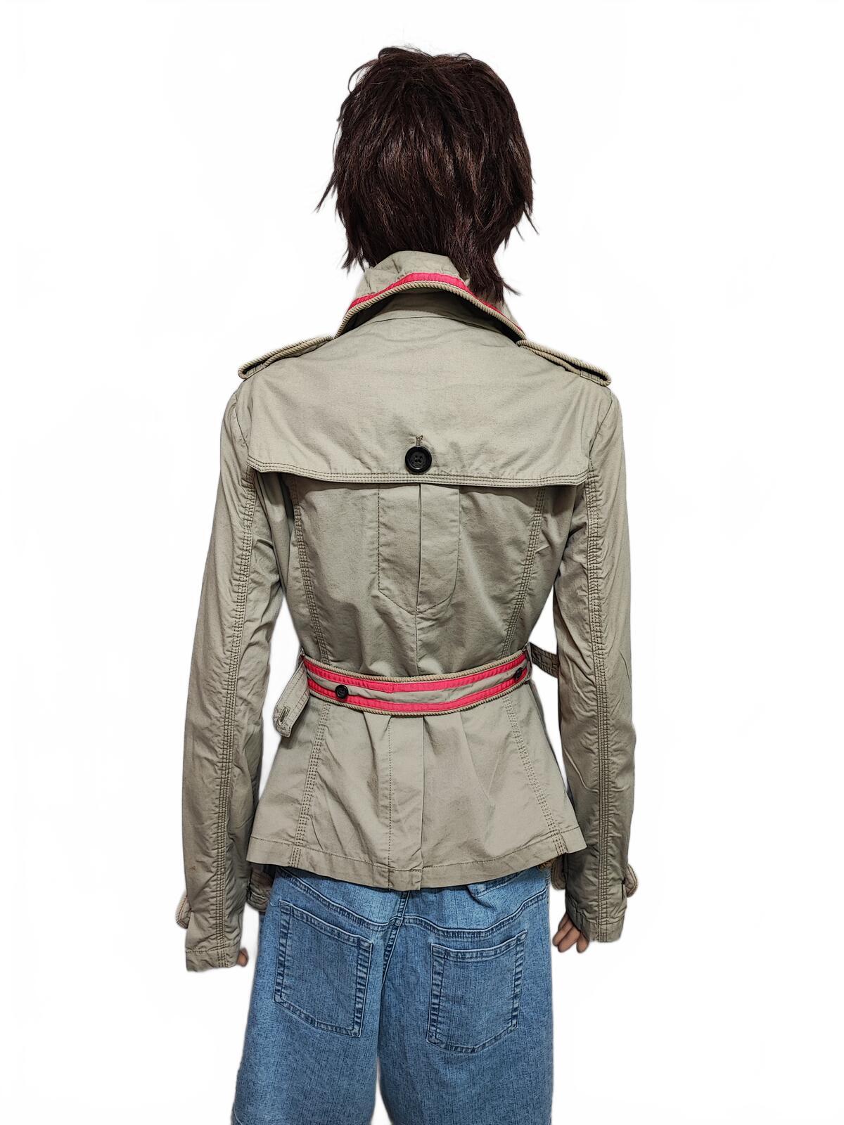Vintage Superdry Beige Cotton Cropped Belted Trench Coat Jacket Women Medium