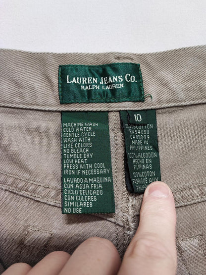 Vintage Lauren Ralph Lauren Tan Khaki Trousers High Waisted Straight Leg Fit W30