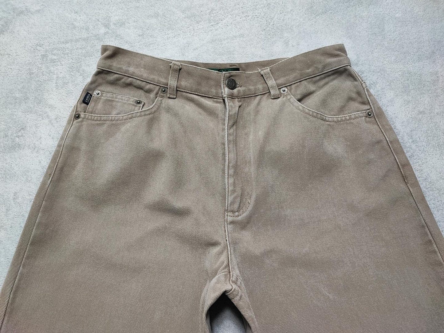 Vintage Lauren Ralph Lauren Tan Khaki Trousers High Waisted Straight Leg Fit W30
