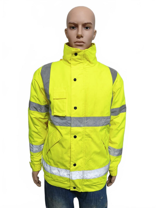 Vintage Dickies Hi-Vis Reflective Yellow Striped Workwear Jacket Men Size Large
