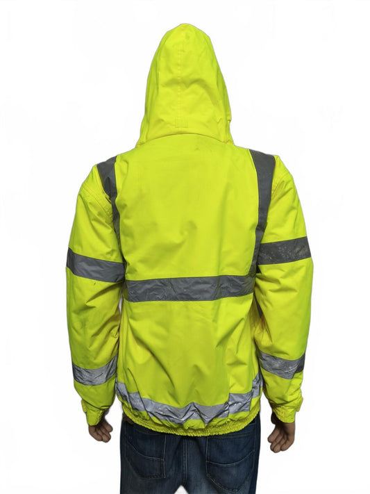 Vintage Dickies Hi-Vis Reflective Yellow Striped Workwear Jacket Men Size Large