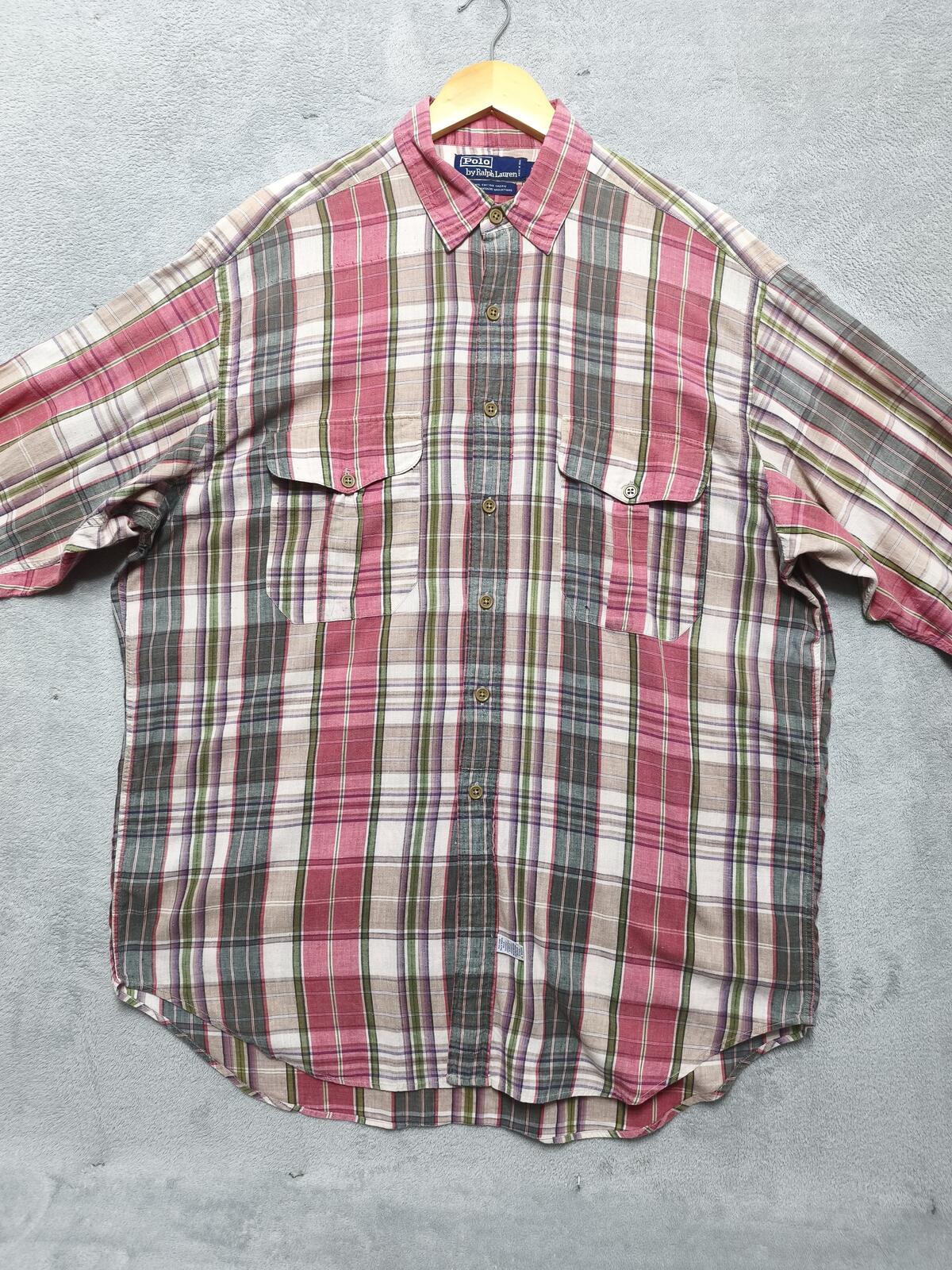 Vintage Polo Ralph Lauren Yarmouth Checked Long Sleeve Shirt Red Men's Size XL