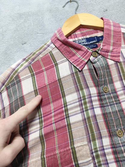 Vintage Polo Ralph Lauren Yarmouth Checked Long Sleeve Shirt Red Men's Size XL
