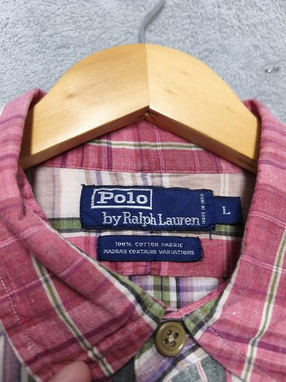 Vintage Polo Ralph Lauren Yarmouth Checked Long Sleeve Shirt Red Men's Size XL
