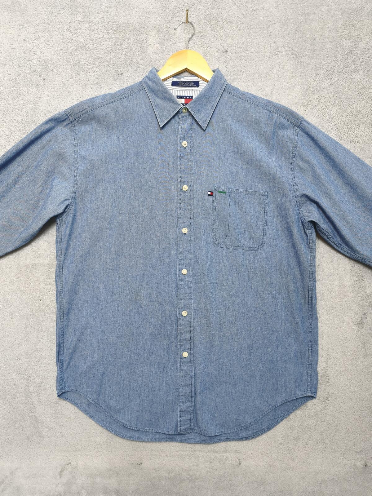 Vintage Tommy Hilfiger Plain Long Sleeve Shirt Solid Red Men's Size XL Oversized