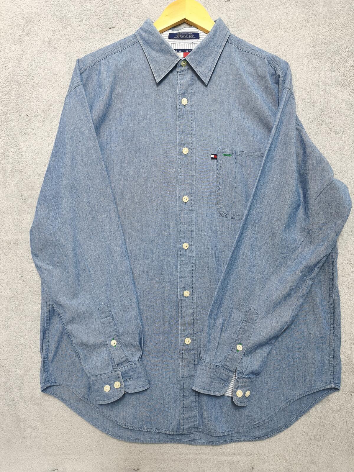 Vintage Tommy Hilfiger Plain Long Sleeve Shirt Solid Red Men's Size XL Oversized