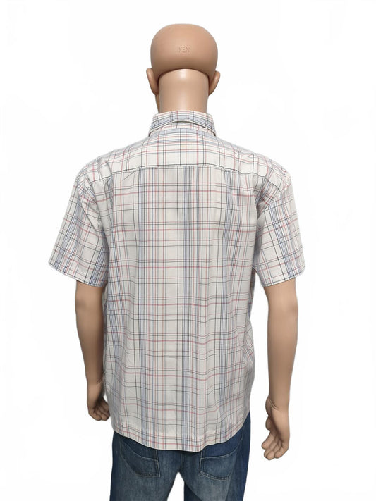 Vintage Levi's Checked Short Sleeve Shirt White Plaid Casual Men's Size XL