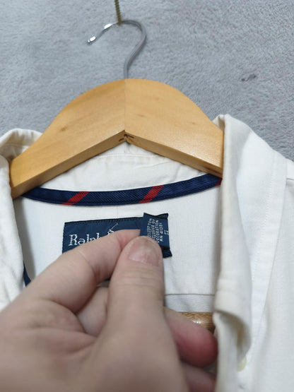 Vintage Ralph Lauren Big Shirt Long Sleeve Shirt Off-White Cream Men's Size XXL