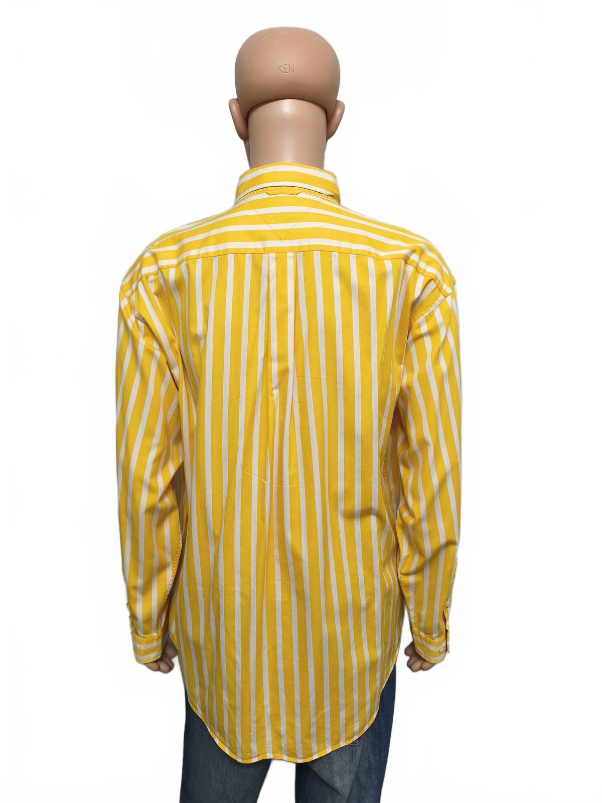 Vintage Tommy Hilfiger Striped Long Sleeve Shirt Yellow White Men's Size XXL