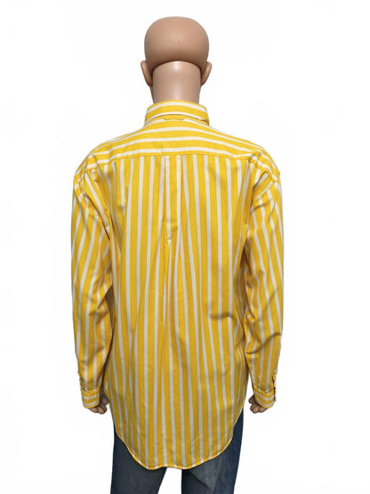 Vintage Tommy Hilfiger Striped Long Sleeve Shirt Yellow White Men's Size XXL