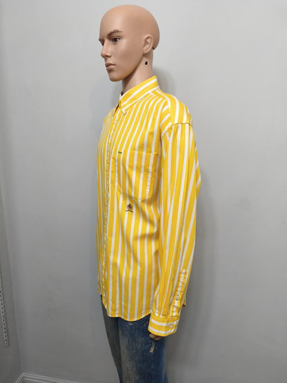Vintage Tommy Hilfiger Striped Long Sleeve Shirt Yellow White Men's Size XXL