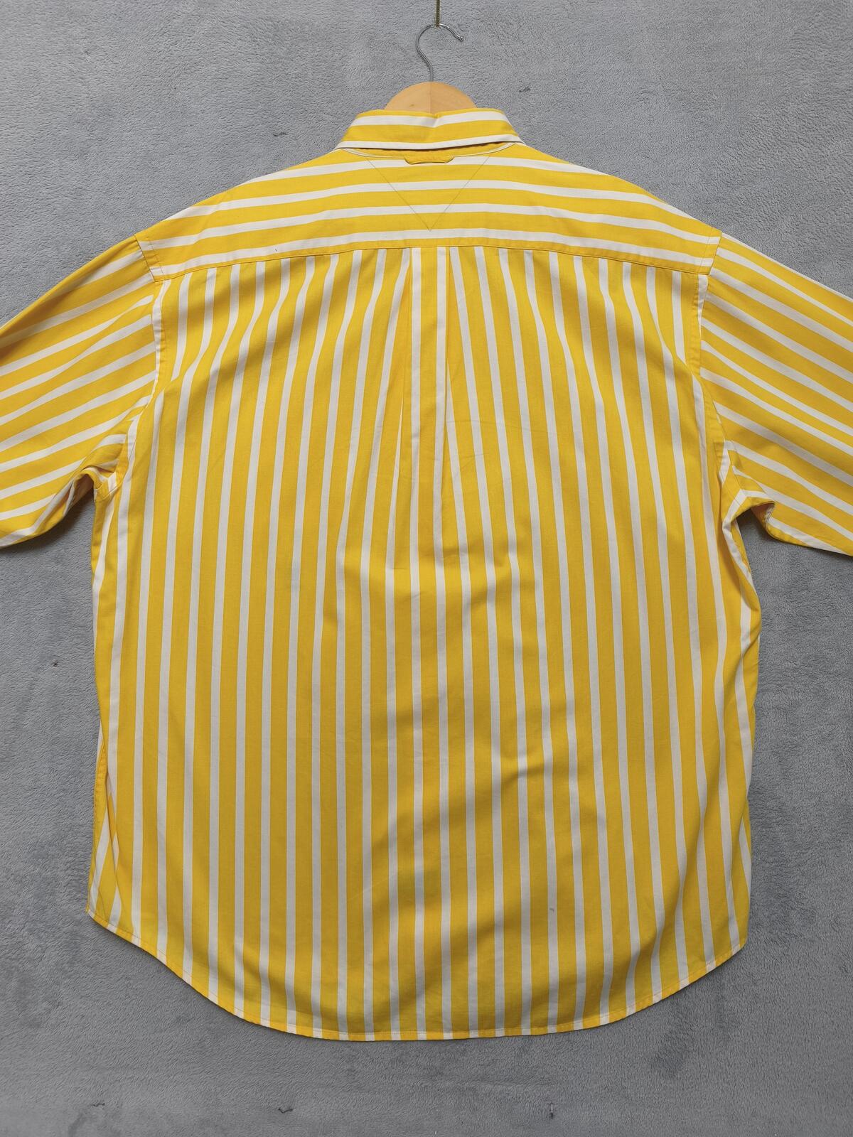 Vintage Tommy Hilfiger Striped Long Sleeve Shirt Yellow White Men's Size XXL