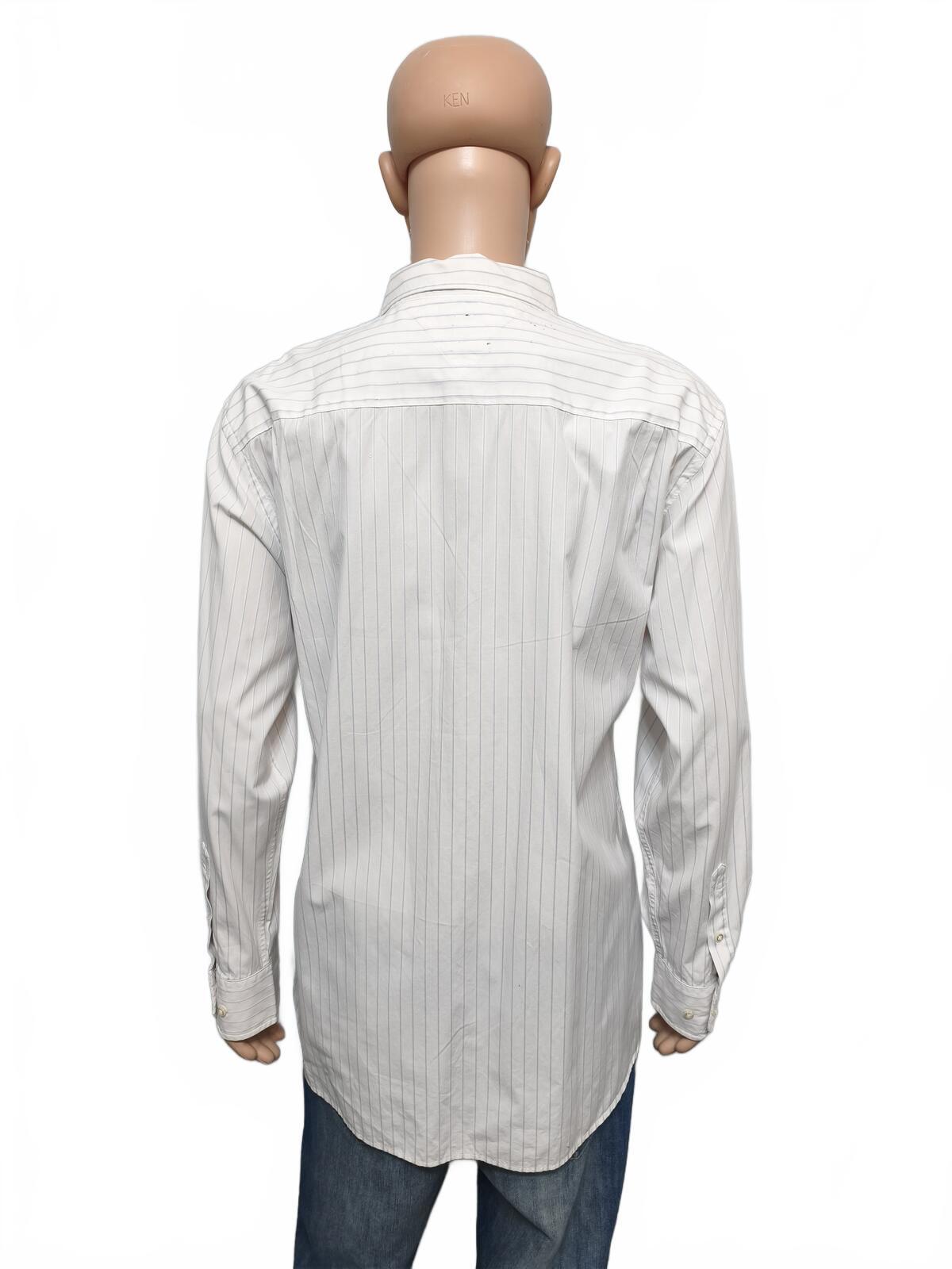 Vintage Tommy Hilfiger Striped Long Sleeve Shirt White Blue Men's Size XL