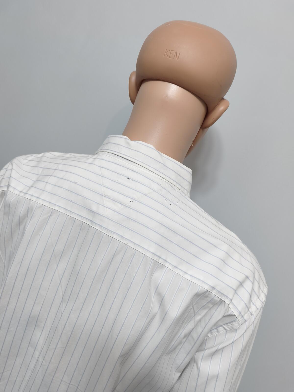 Vintage Tommy Hilfiger Striped Long Sleeve Shirt White Blue Men's Size XL
