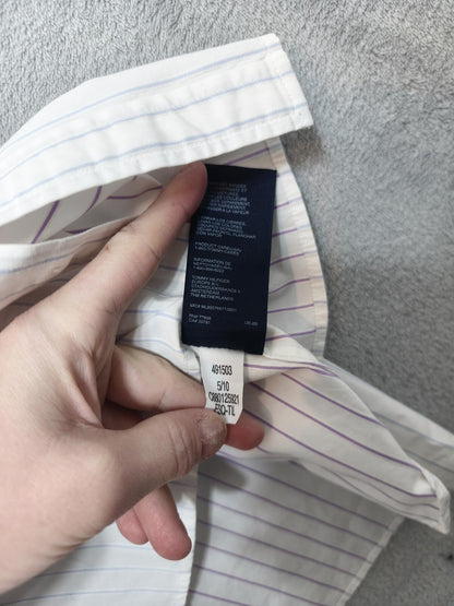 Vintage Tommy Hilfiger Striped Long Sleeve Shirt White Blue Men's Size XL