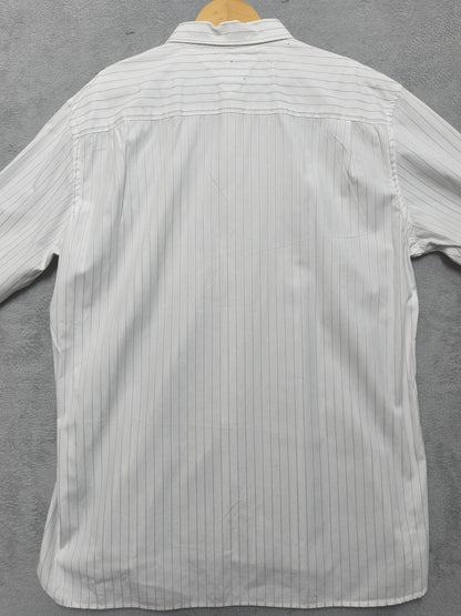 Vintage Tommy Hilfiger Striped Long Sleeve Shirt White Blue Men's Size XL