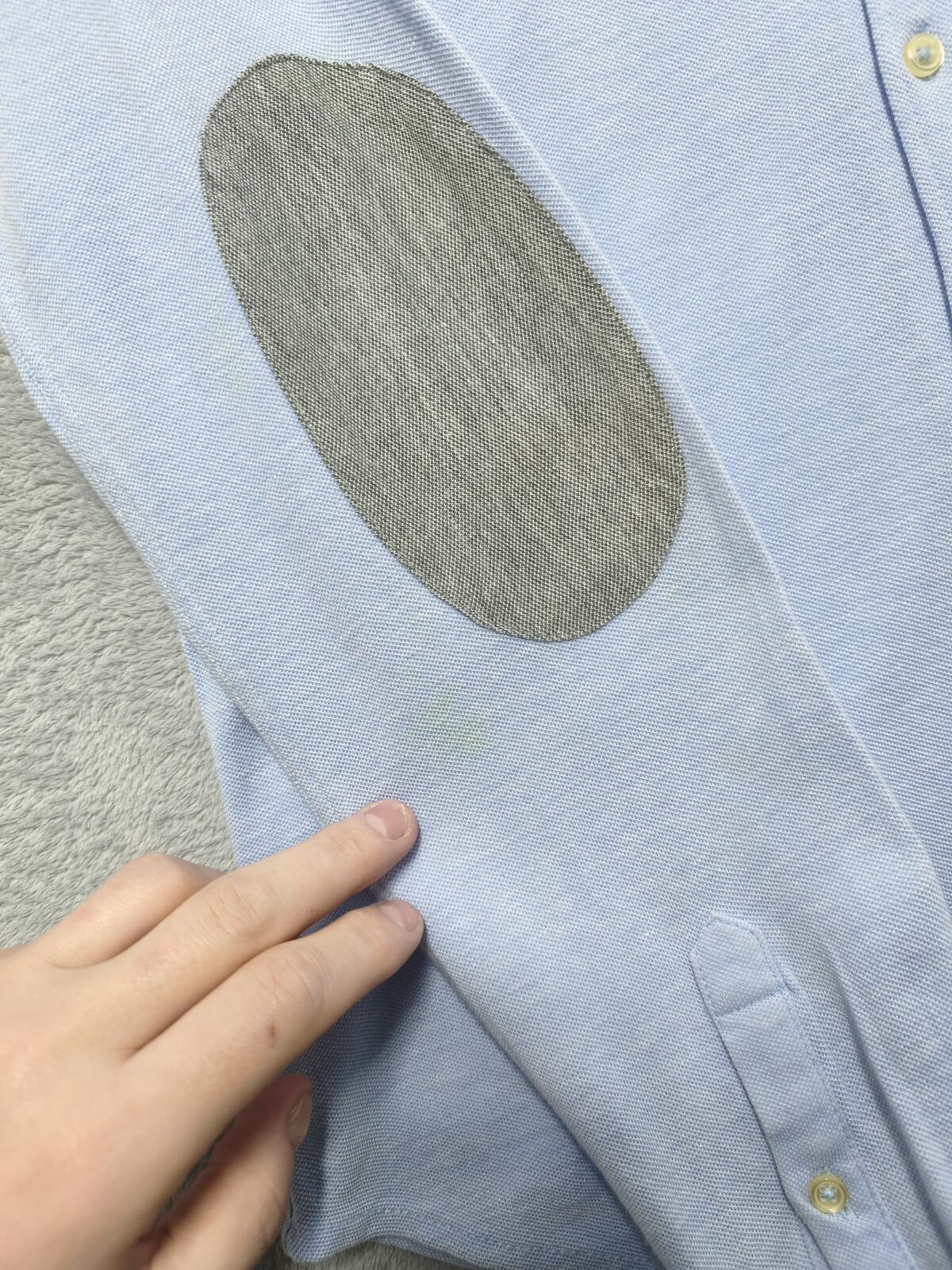 Vintage Zara Man Plain Long Sleeve Shirt Blue Contrast Elbow Patches Men Size M