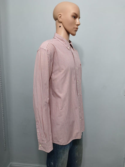 Vintage Timberland Checked Long Sleeve Shirt Red White Men's Size XXL Oversized