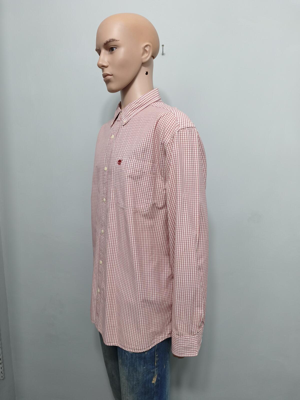 Vintage Timberland Checked Long Sleeve Shirt Red White Men's Size XXL Oversized