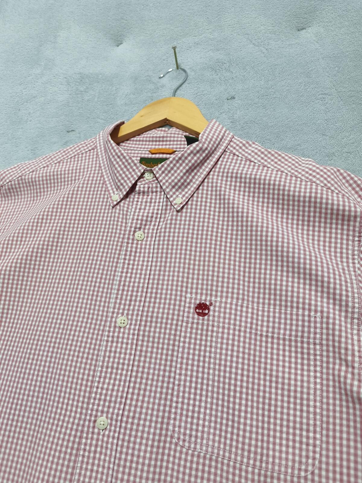 Vintage Timberland Checked Long Sleeve Shirt Red White Men's Size XXL Oversized