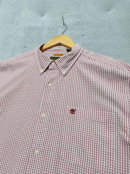 Vintage Timberland Checked Long Sleeve Shirt Red White Men's Size XXL Oversized