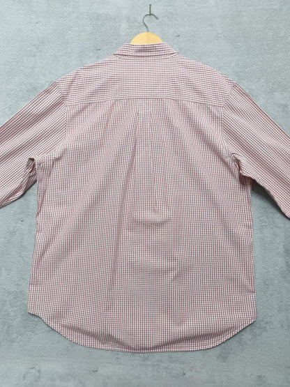 Vintage Timberland Checked Long Sleeve Shirt Red White Men's Size XXL Oversized