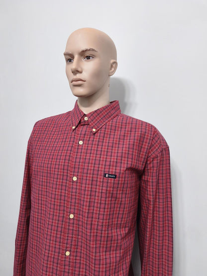 Vintage Chaps Checked Long Sleeve Shirt Red Navy Men's Size XXXL Oversized