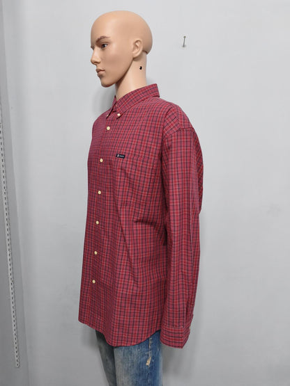 Vintage Chaps Checked Long Sleeve Shirt Red Navy Men's Size XXXL Oversized