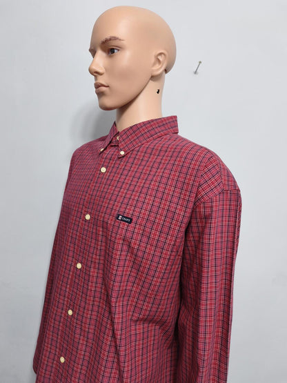 Vintage Chaps Checked Long Sleeve Shirt Red Navy Men's Size XXXL Oversized