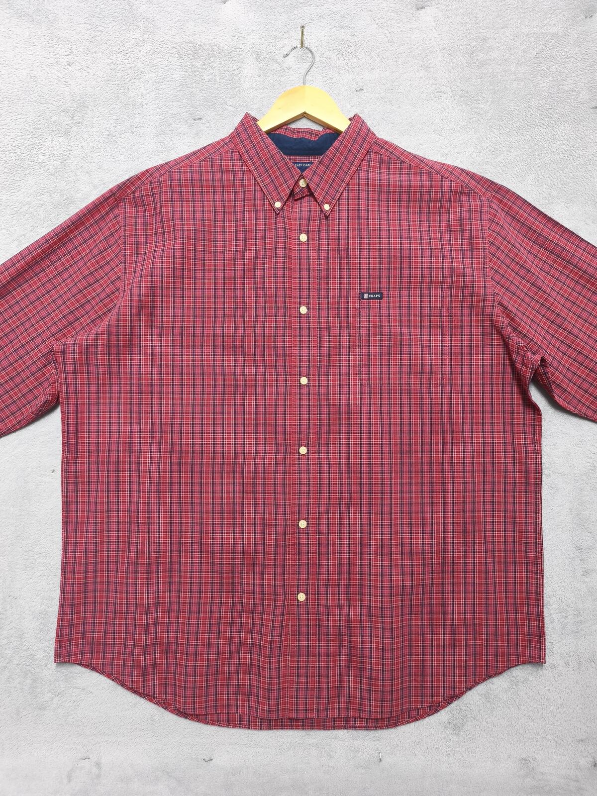 Vintage Chaps Checked Long Sleeve Shirt Red Navy Men's Size XXXL Oversized