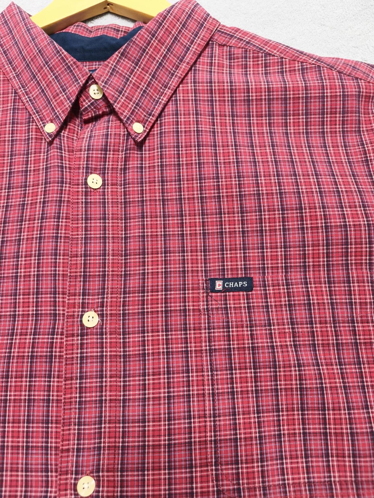 Vintage Chaps Checked Long Sleeve Shirt Red Navy Men's Size XXXL Oversized