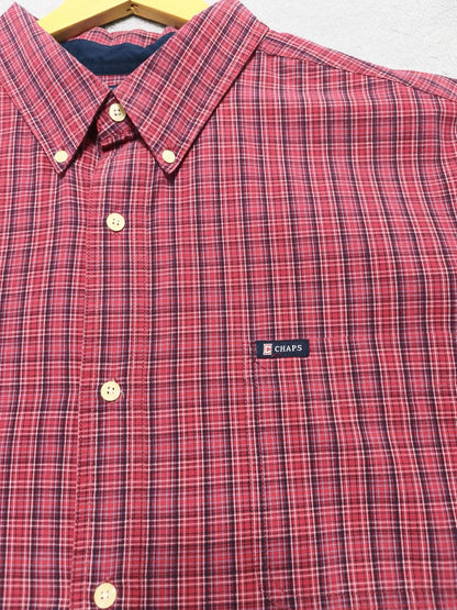 Vintage Chaps Checked Long Sleeve Shirt Red Navy Men's Size XXXL Oversized