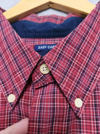 Vintage Chaps Checked Long Sleeve Shirt Red Navy Men's Size XXXL Oversized