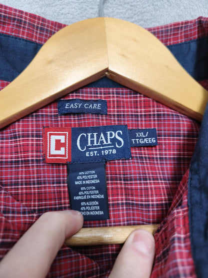 Vintage Chaps Checked Long Sleeve Shirt Red Navy Men's Size XXXL Oversized