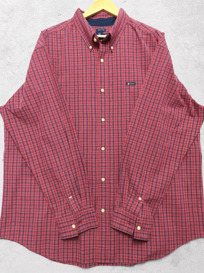 Vintage Chaps Checked Long Sleeve Shirt Red Navy Men's Size XXXL Oversized