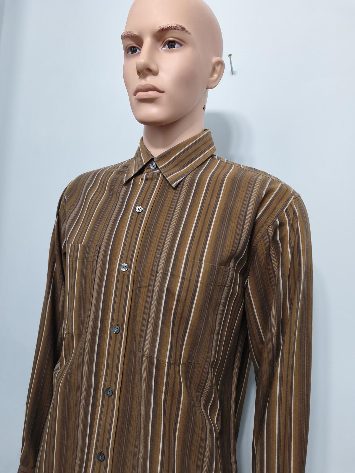 Vintage Timberland Striped Long Sleeve Shirt Brown White Men's Size Large L