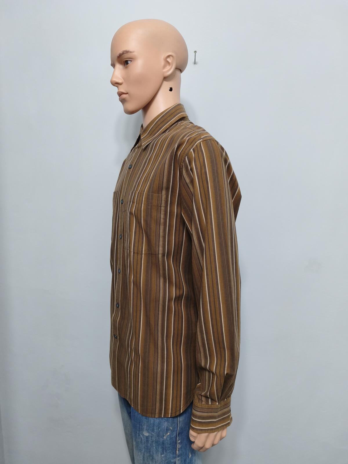 Vintage Timberland Striped Long Sleeve Shirt Brown White Men's Size Large L