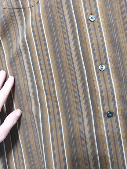 Vintage Timberland Striped Long Sleeve Shirt Brown White Men's Size Large L