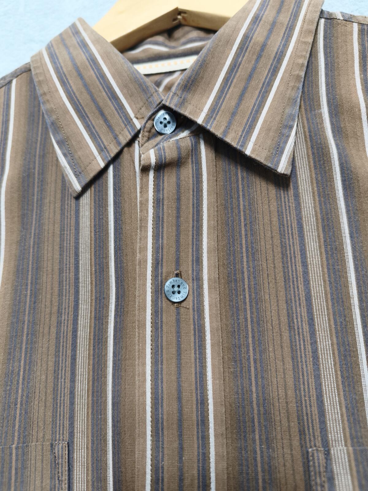 Vintage Timberland Striped Long Sleeve Shirt Brown White Men's Size Large L