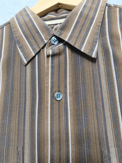 Vintage Timberland Striped Long Sleeve Shirt Brown White Men's Size Large L