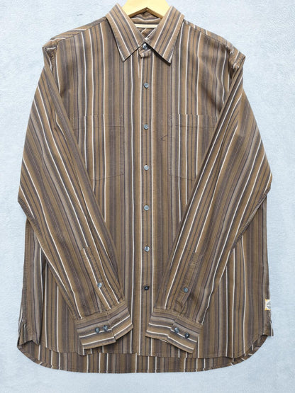 Vintage Timberland Striped Long Sleeve Shirt Brown White Men's Size Large L