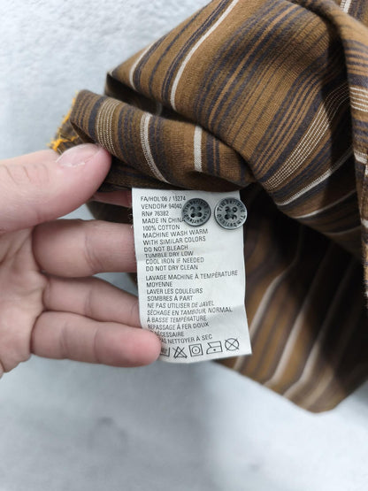 Vintage Timberland Striped Long Sleeve Shirt Brown White Men's Size Large L